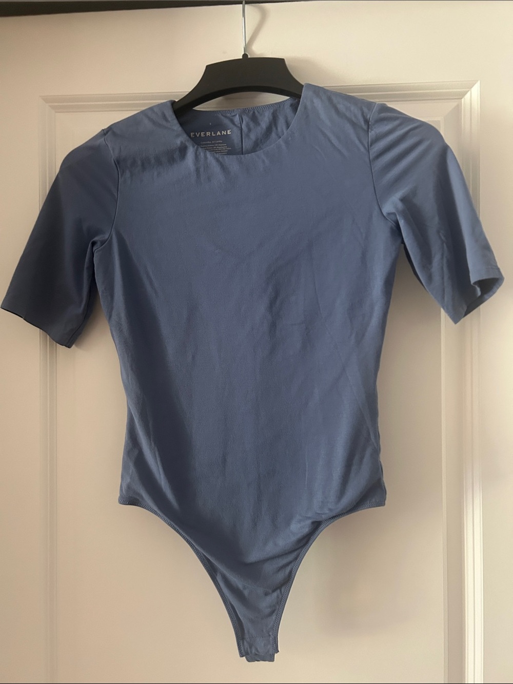 Everlane Blue Short Sleeve Crewneck Bodysuit Small